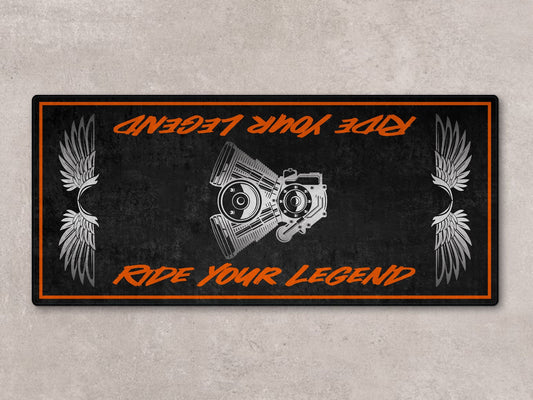Motorcycle Mat For Cruiser Motorcycle "Ride Your Legend" - MM7303