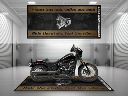 Motorcycle Mat for Cruiser Motorcycle "Ride The Style, Feel The Vibe" - MM7306