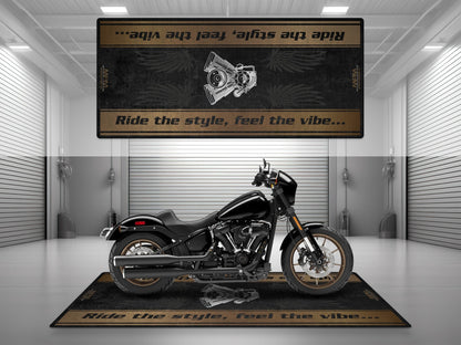 Motorcycle Mat for Cruiser Motorcycle "Ride The Style, Feel The Vibe" - MM7306