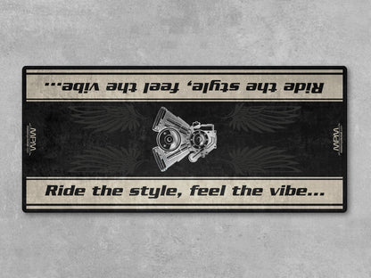 Motorcycle Mat for Cruiser Motorcycle "Ride The Style, Feel The Vibe" - MM7306