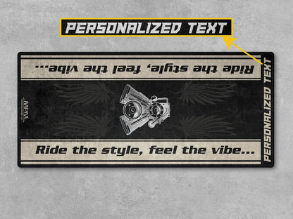 Motorcycle Mat for Cruiser Motorcycle "Ride The Style, Feel The Vibe" - MM7306