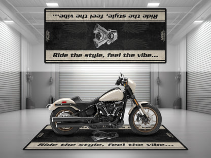 Motorcycle Mat for Cruiser Motorcycle "Ride The Style, Feel The Vibe" - MM7306