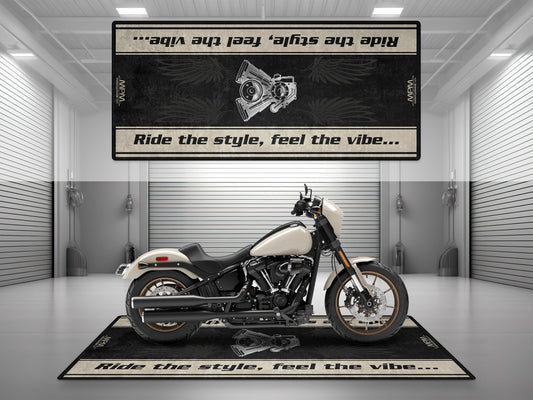 Motorcycle Mat for Cruiser Motorcycle "Ride The Style, Feel The Vibe" - MM7306