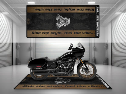 Motorcycle Mat for Cruiser Motorcycle "Ride The Style, Feel The Vibe" - MM7307