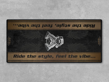 Motorcycle Mat for Cruiser Motorcycle "Ride The Style, Feel The Vibe" - MM7307