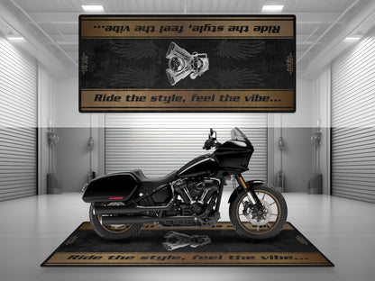 Motorcycle Mat for Cruiser Motorcycle "Ride The Style, Feel The Vibe" - MM7307