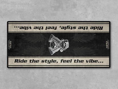 Motorcycle Mat for Cruiser Motorcycle "Ride The Style, Feel The Vibe" - MM7307