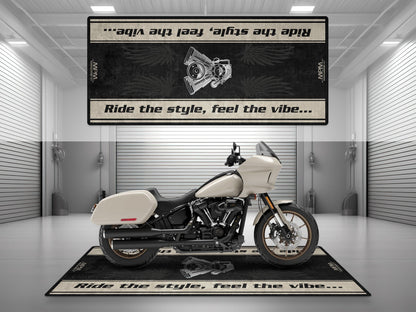 Motorcycle Mat for Cruiser Motorcycle "Ride The Style, Feel The Vibe" - MM7307