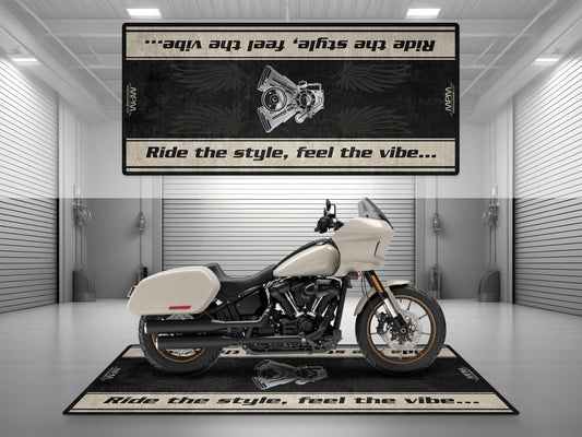 Motorcycle Mat for Cruiser Motorcycle "Ride The Style, Feel The Vibe" - MM7307