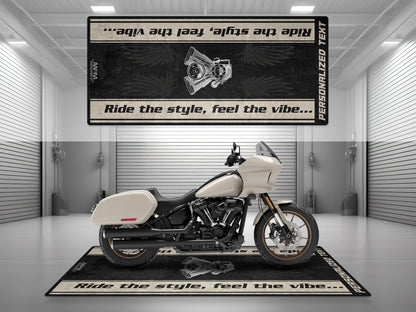 Motorcycle Mat for Cruiser Motorcycle "Ride The Style, Feel The Vibe" - MM7307