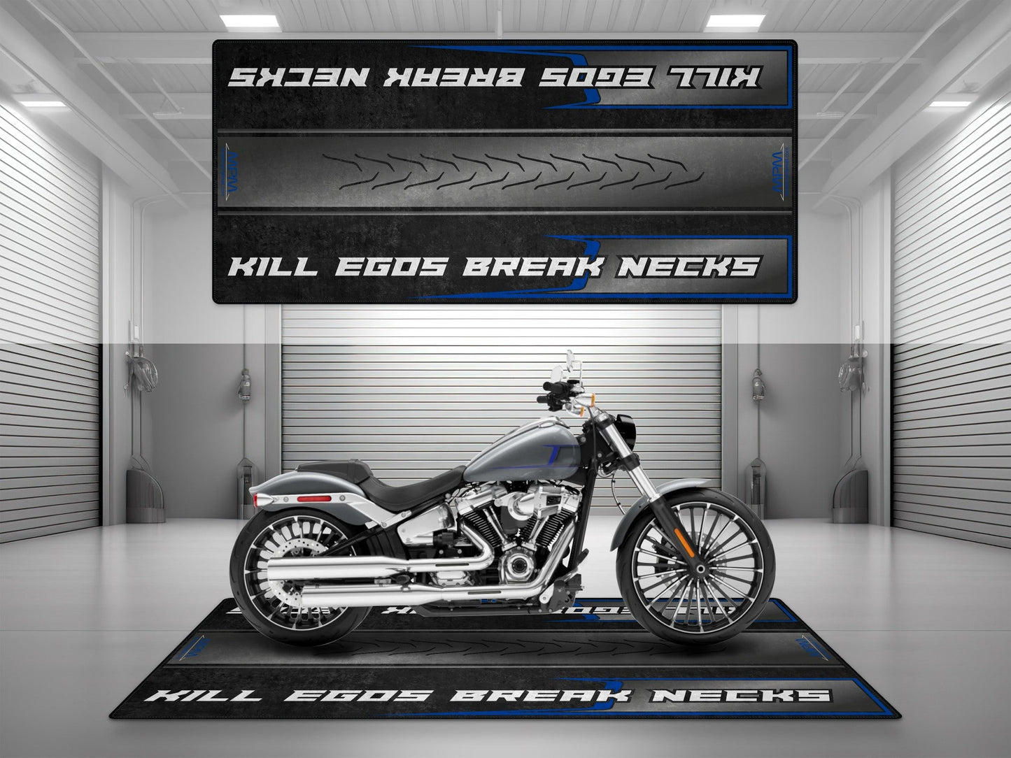 Motorcycle Mat for Cruiser Motorcycle "Kill Egos Break Necks" - MM7309
