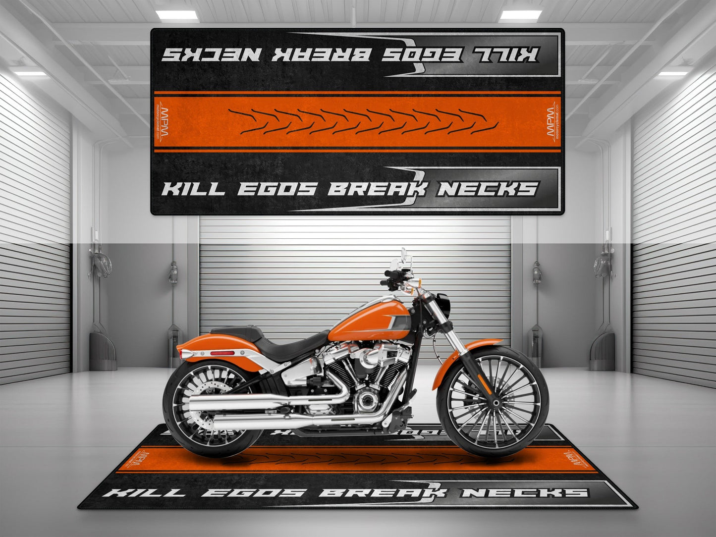 Motorcycle Mat for Cruiser Motorcycle "Kill Egos Break Necks" - MM7309