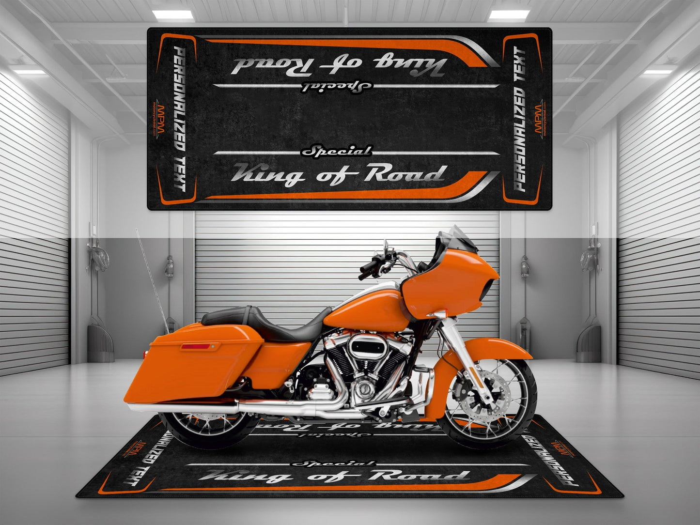 Motorcycle Mat for Cruiser Motorcycle "Special King of Road" - MM7346
