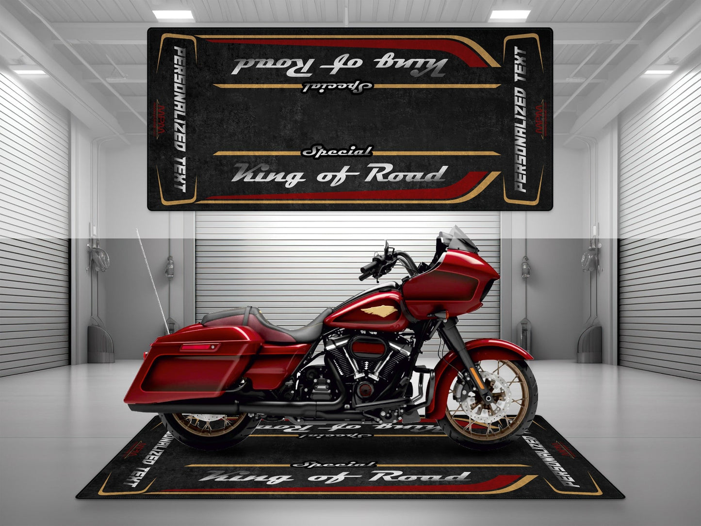 Motorcycle Mat for Cruiser Motorcycle "Special King of Road" - MM7346