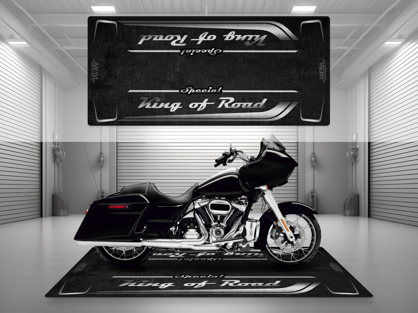 Motorcycle Mat for Cruiser Motorcycle "Special King of Road" - MM7346