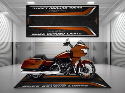 Motorcycle Mat for Cruiser Motorcycle "Glide Beyond Limits - King of Road " - MM7350
