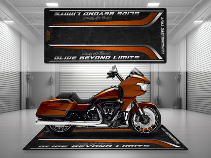 Motorcycle Mat for Cruiser Motorcycle "Glide Beyond Limits - King of Road " - MM7350