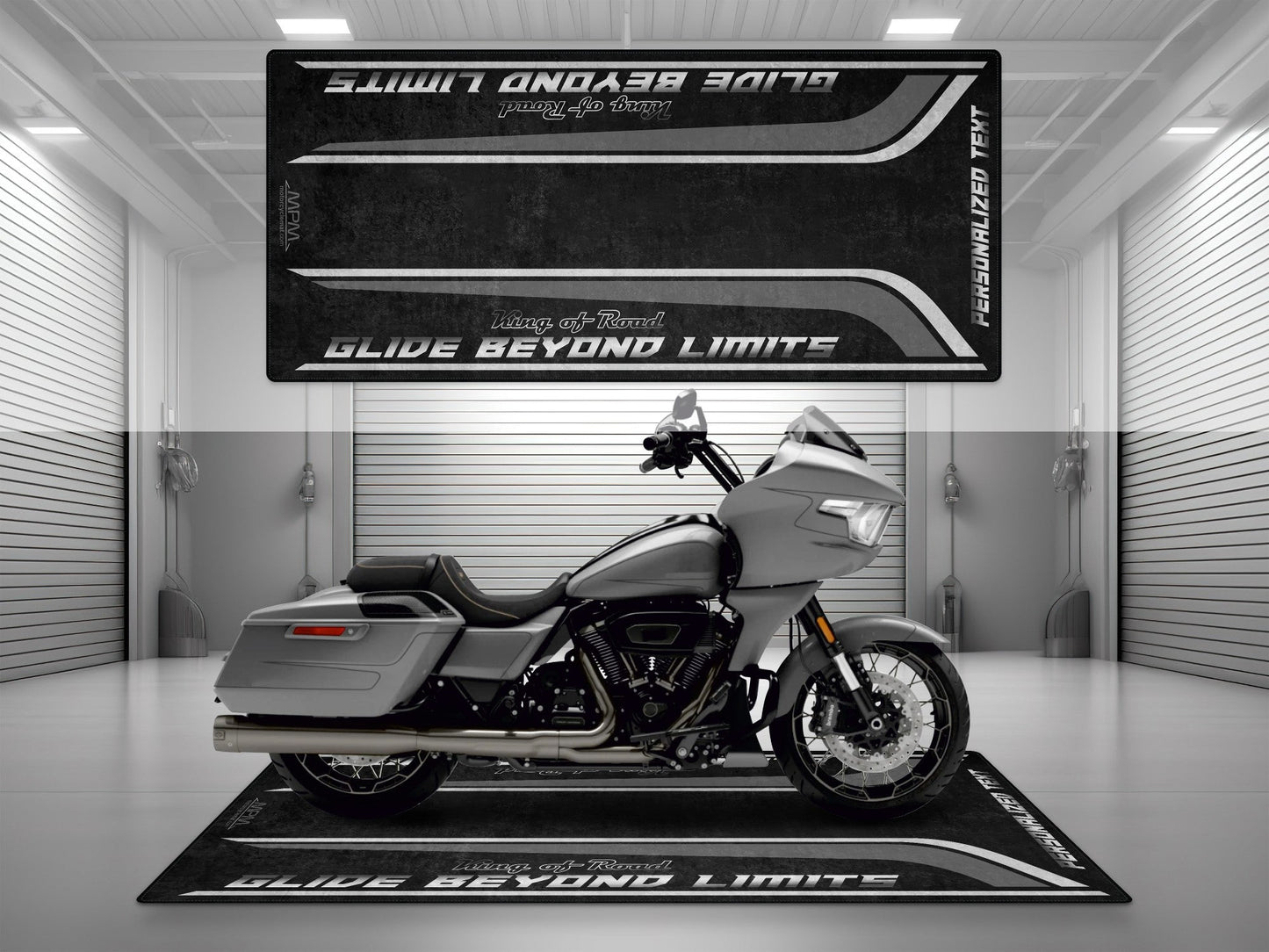 Motorcycle Mat for Cruiser Motorcycle "Glide Beyond Limits - King of Road " - MM7350