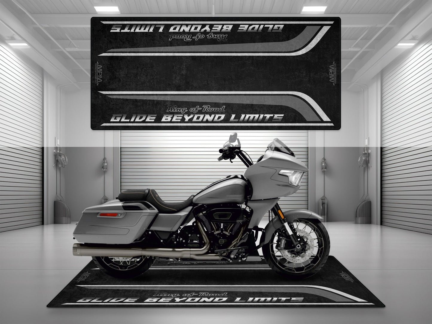Motorcycle Mat for Cruiser Motorcycle "Glide Beyond Limits - King of Road " - MM7350