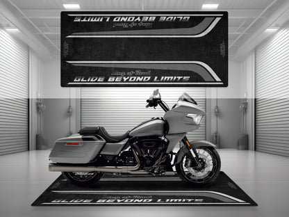 Motorcycle Mat for Cruiser Motorcycle "Glide Beyond Limits - King of Road " - MM7350