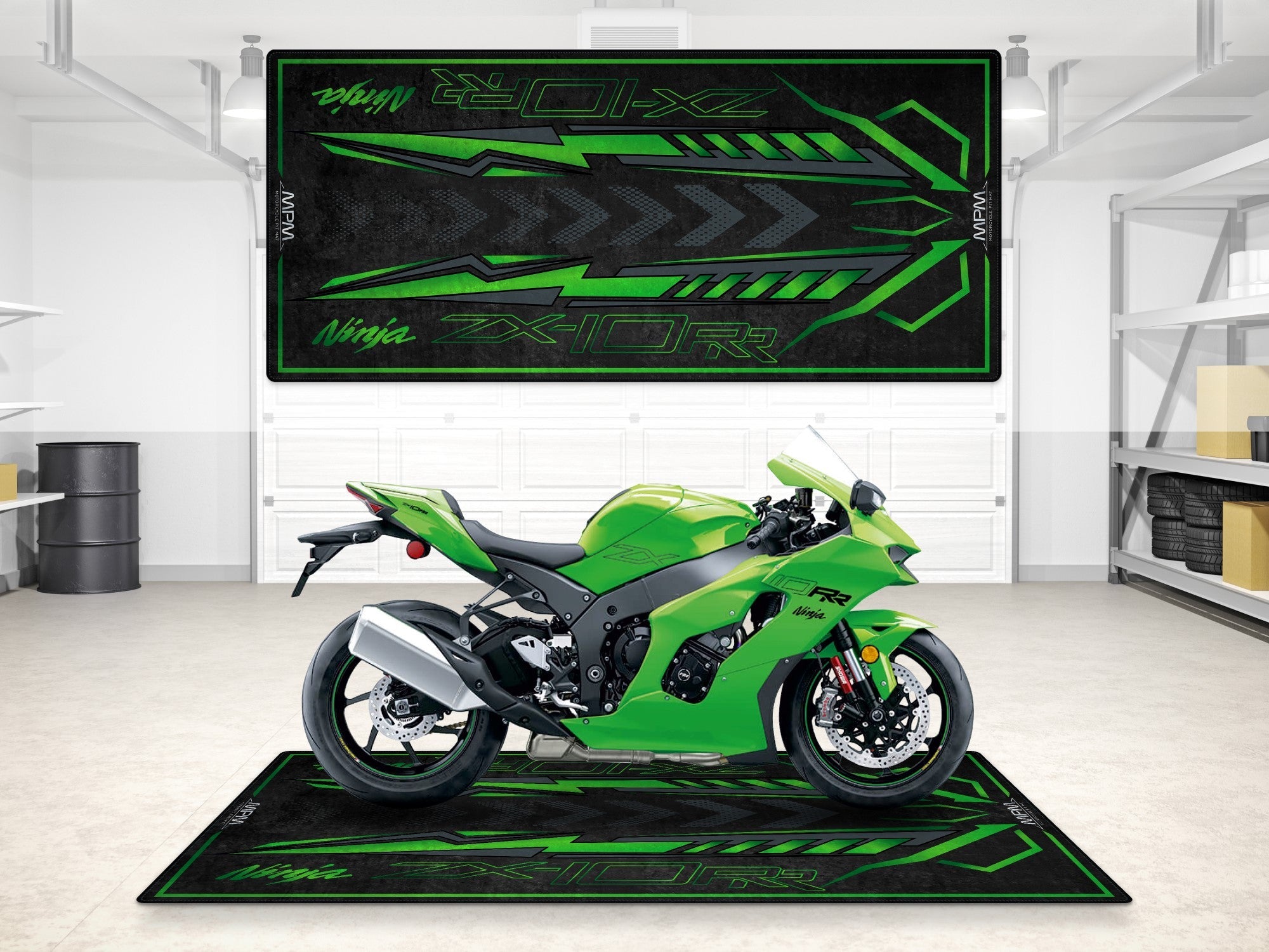 Kawasaki Zxr Custom Ninja 10r Designed Pit Mat For Kawasaki Ninja