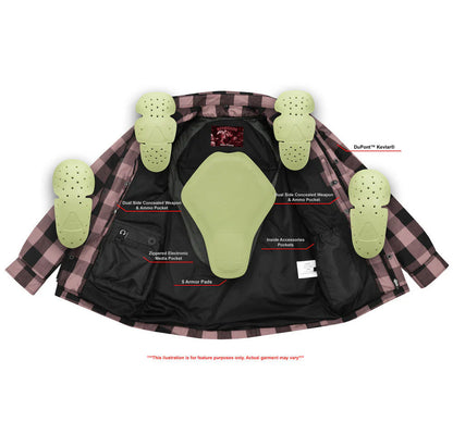 Alpha Check Men's  Armored Motorcycle Flannel Shirt - Red/Black