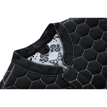 Men's Black Mesh Textile Vest with White Paisley Liner