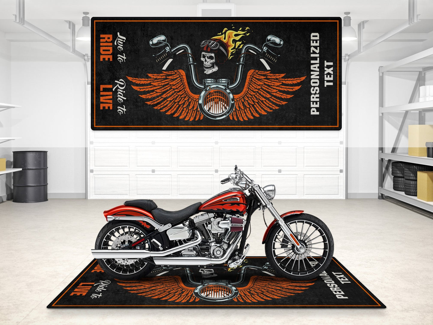 Motorcycle Mat Skull Design for Chopper, Cruiser, Touring, Sport Motorcycle - MM7502