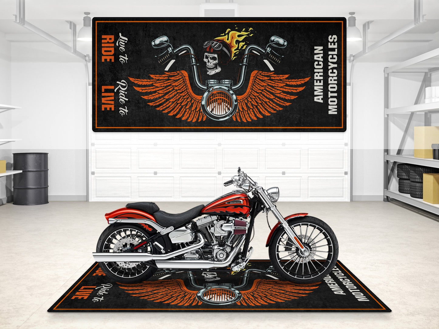 Motorcycle Mat Skull Design for Chopper, Cruiser, Touring, Sport Motorcycle - MM7502
