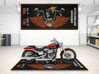 Motorcycle Mat Skull Design for Chopper, Cruiser, Touring, Sport Motorcycle - MM7502