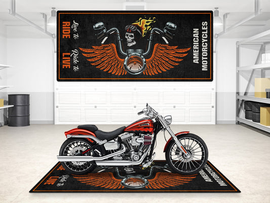 Motorcycle Mat Skull Design for Chopper, Cruiser, Touring, Sport Motorcycle - MM7502