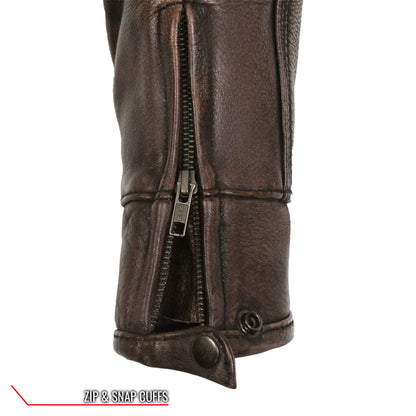 Hot Leathers JKL1024 Ladies Distressed Brown Motorcycle Leather Biker Jacket with  Concealed carry Pockets