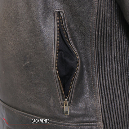 Hot Leathers JKM1029 Men’s Distress Brown Motorcycle style ‘Carry and Conceal’ Leather Biker Jacket