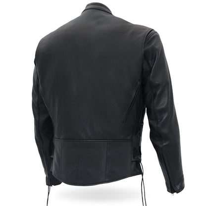 Hot Leathers JKM5002 Men's USA Made Vented Premium Leather Motorcycle Biker Jacket with Side Lace
