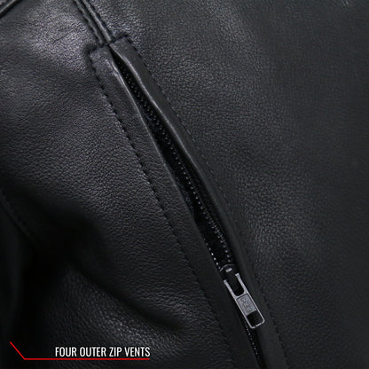 Hot Leathers JKM5002 Men's USA Made Vented Premium Leather Motorcycle Biker Jacket with Side Lace