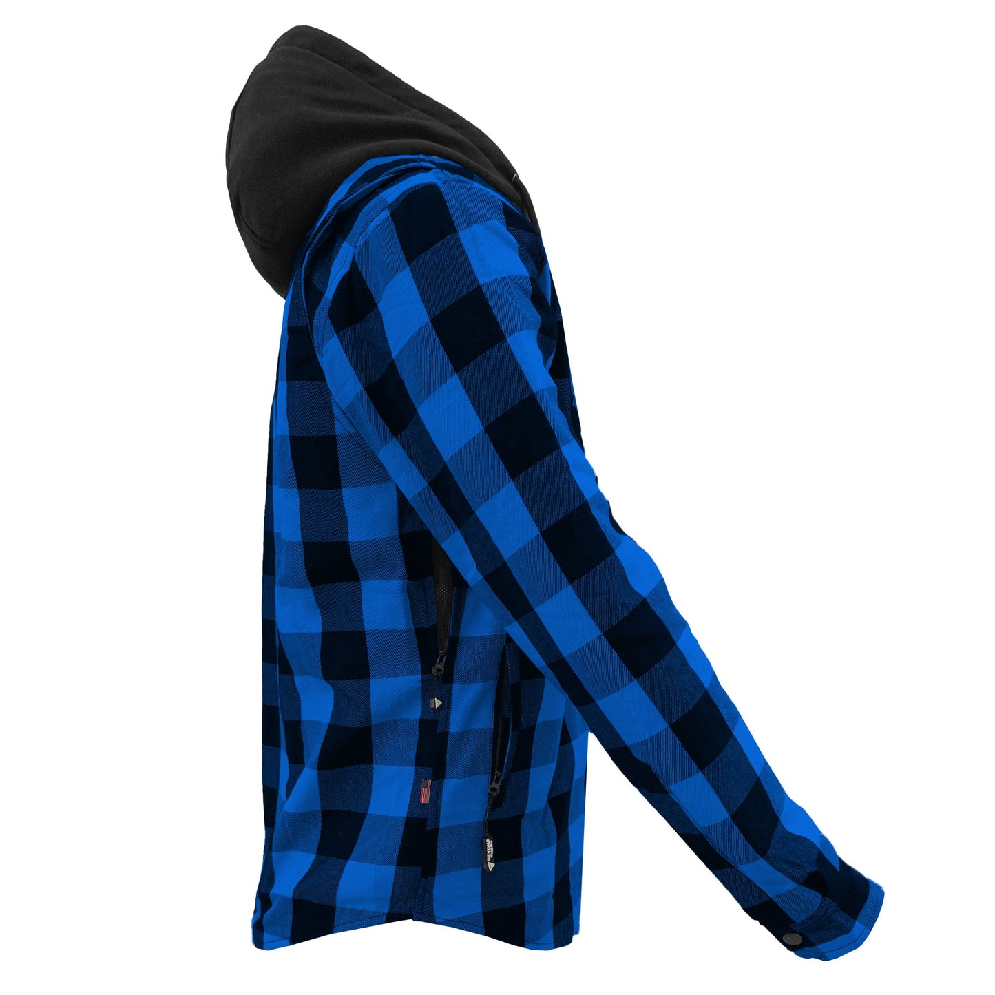 Protective Flannel Hoodie For Men - Blue and Black Checkered with Pads