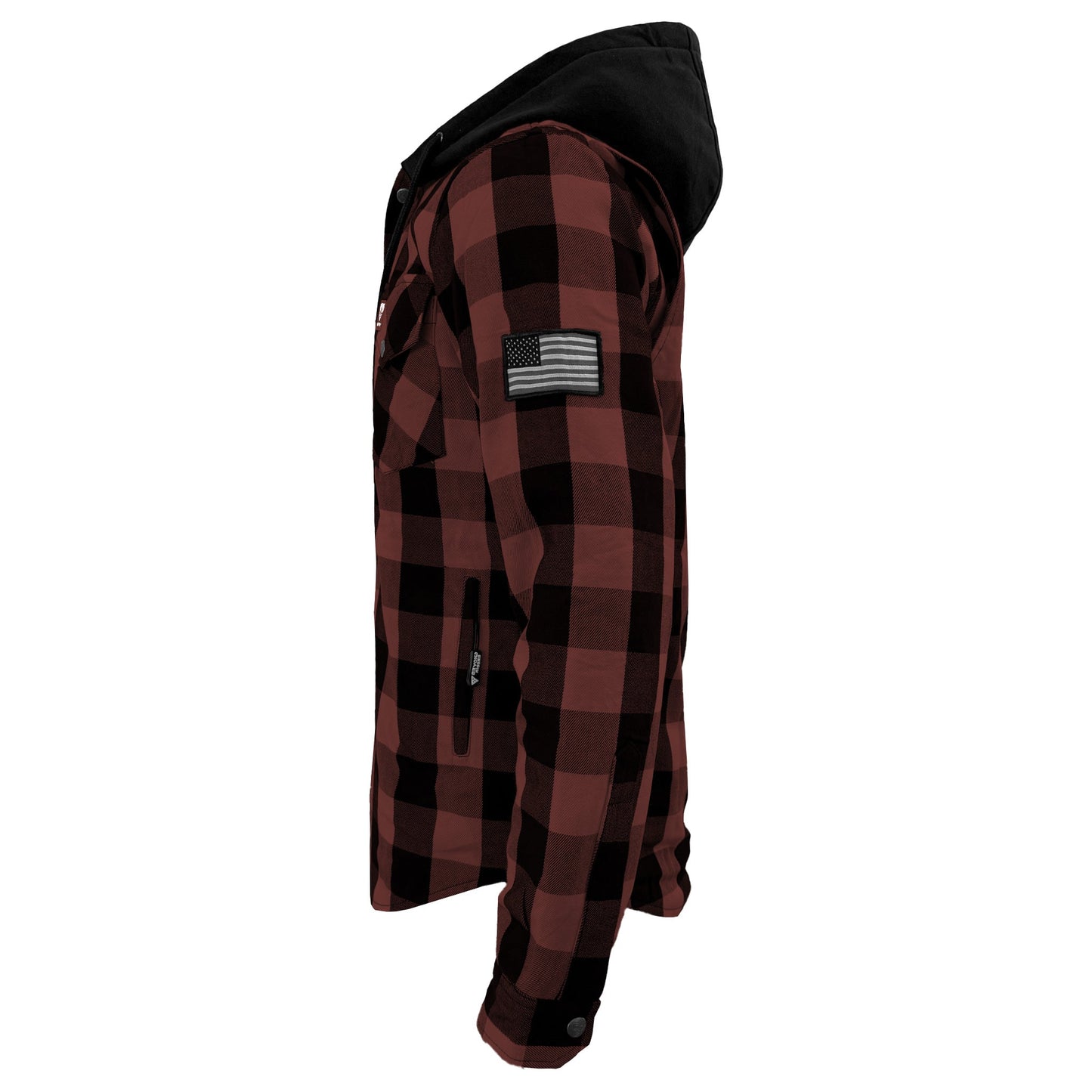 Protective Flannel Hoodie For Men - Brown and Black Checkered with Pads