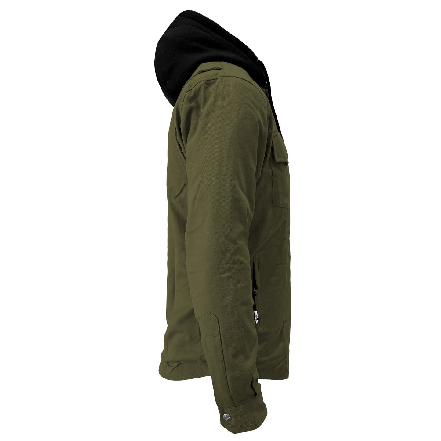 Protective Flannel Hoodie For Men - Army Green Solid with Pads