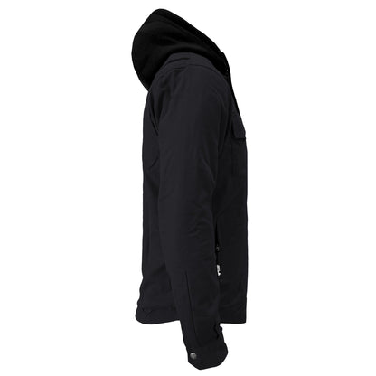 Protective Flannel Hoodie For Men - Black Solid with Pads