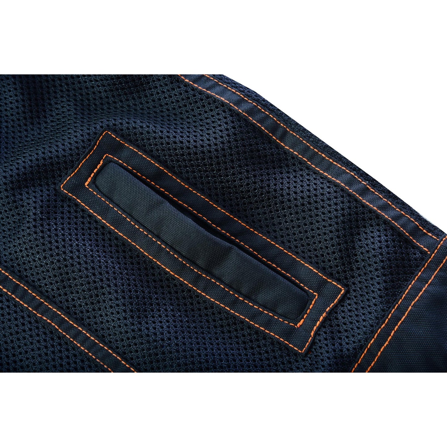 Night Tiger Men's Black Mesh Textile Vest with Orange Diamond Stitch