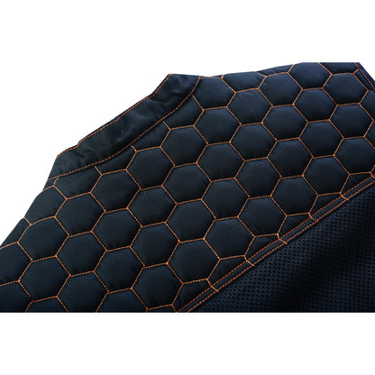 Night Tiger Men's Black Mesh Textile Vest with Orange Diamond Stitch