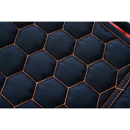 Night Tiger Men's Black Mesh Textile Vest with Orange Diamond Stitch