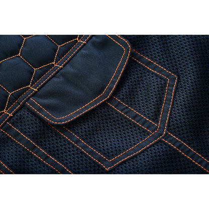 Night Tiger Men's Black Mesh Textile Vest with Orange Diamond Stitch