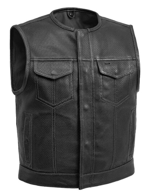 Lowside Men's Perforated Motorcycle Leather Vest