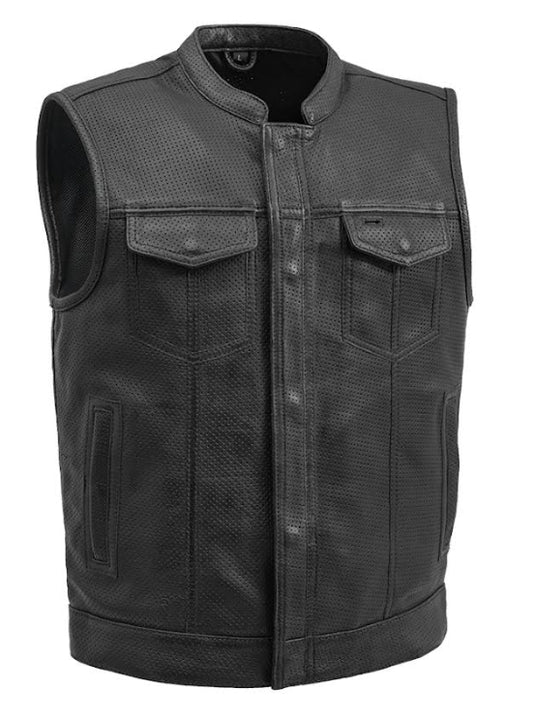 SHARP SHOOTER - MEN'S MOTORCYCLE PERFORATED LEATHER VEST