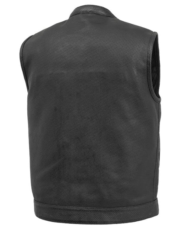 SHARP SHOOTER - MEN'S MOTORCYCLE PERFORATED LEATHER VEST