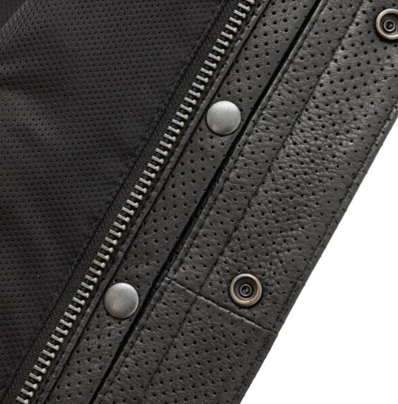 SHARP SHOOTER - MEN'S MOTORCYCLE PERFORATED LEATHER VEST