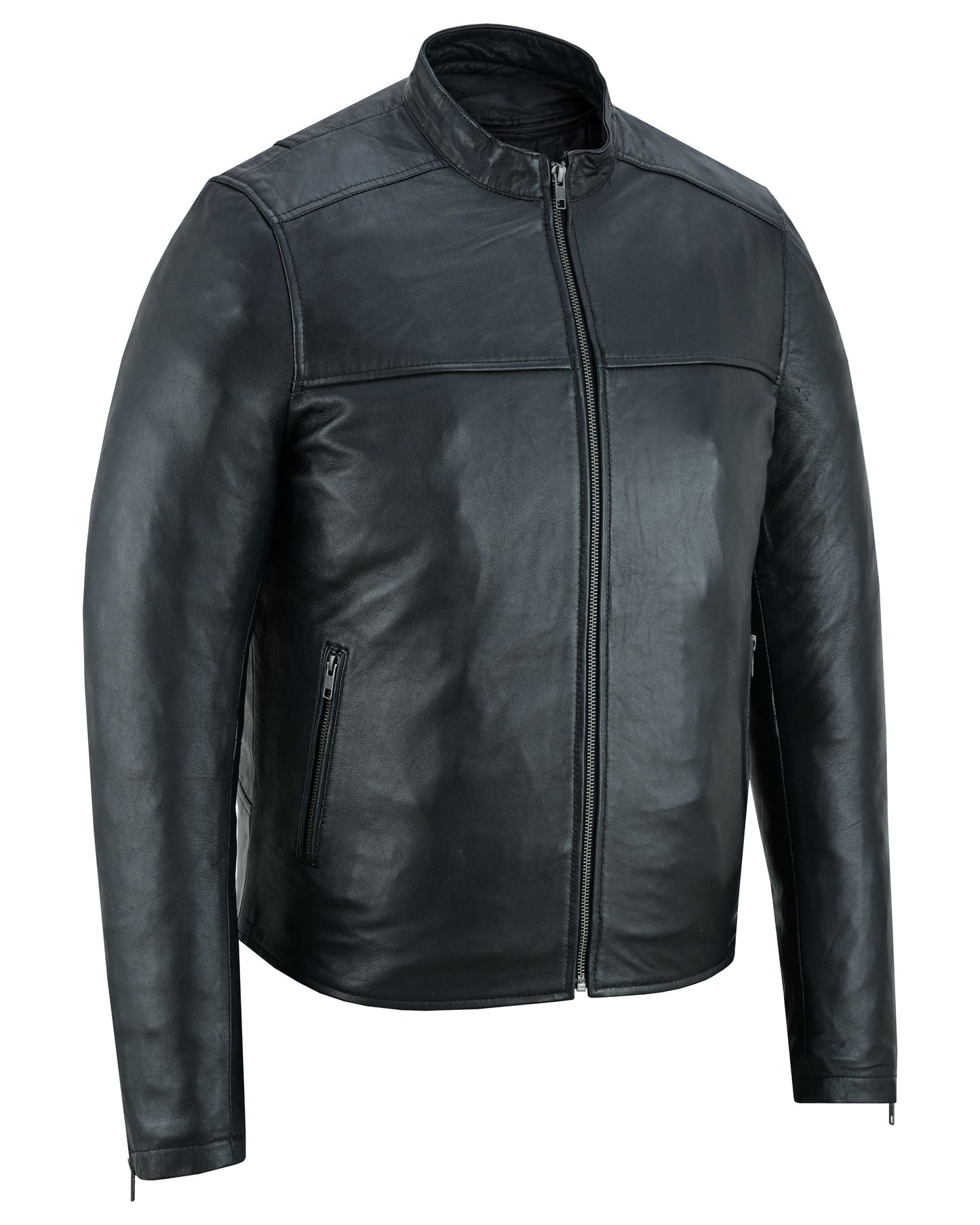 Wanton Men's Fashion Lambskin Leather Jacket –Black