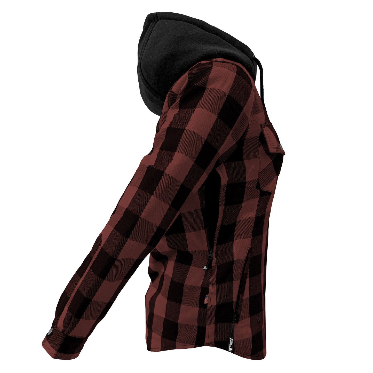 Protective Flannel Hoodie for Women - Brown and Black Checkered with Pads