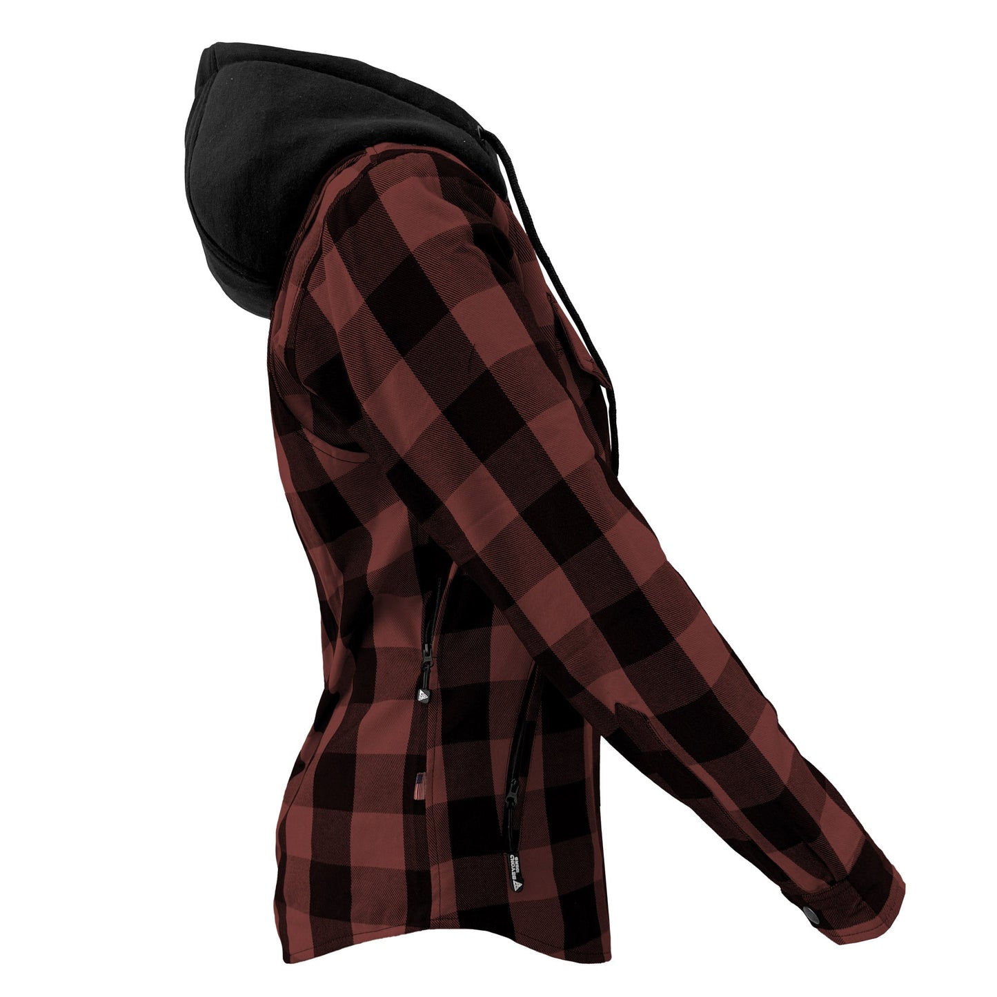 Protective Flannel Hoodie for Women - Brown and Black Checkered with Pads